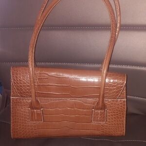 Tommy Hilfiger Tan Crocodile-Pattern Shoulder Bag